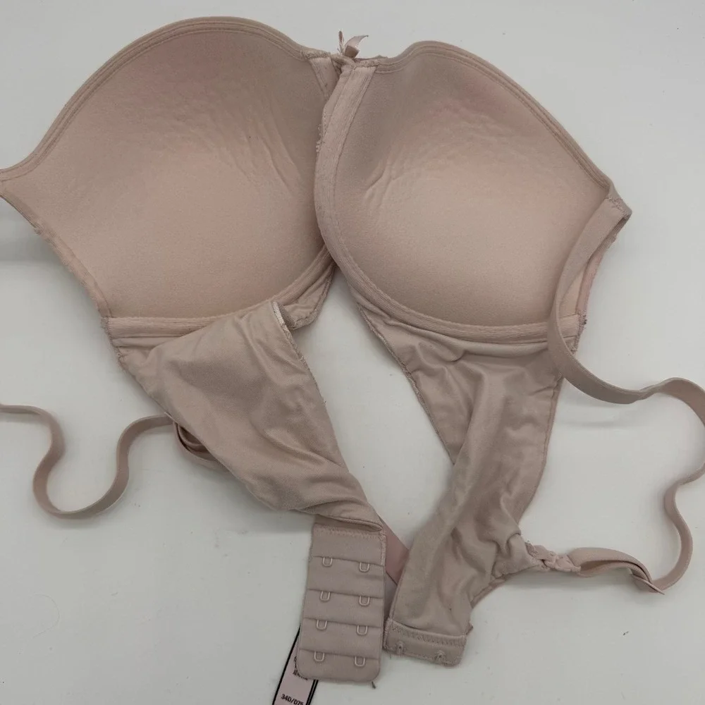 Victoria's Secret Body By Victoria Push-Up Bra 34D Beige Pink Floral‎ Lace Trim